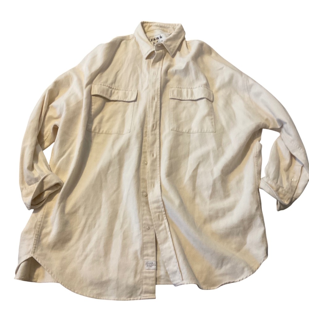 Frank and Eileen Mccloglin Cotton Cream Oversized Button Up‎ Shirt Top Women M/L
